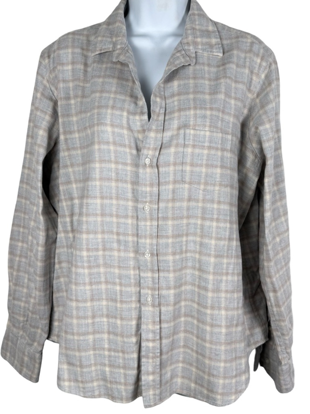 Frank & Eileen Relaxed Button Up Gray & Camel Plaid Italian Flannel Size M - Picture 4 of 9
